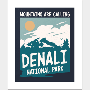 Alaska Denali National Park Retro Vintage Design Posters and Art